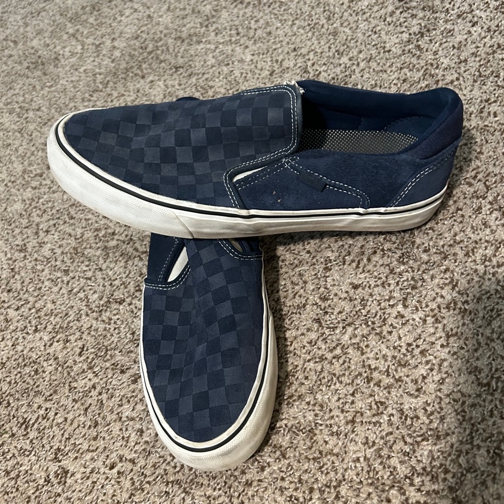 Vans, Blue checkered Slip Ons. Size 12